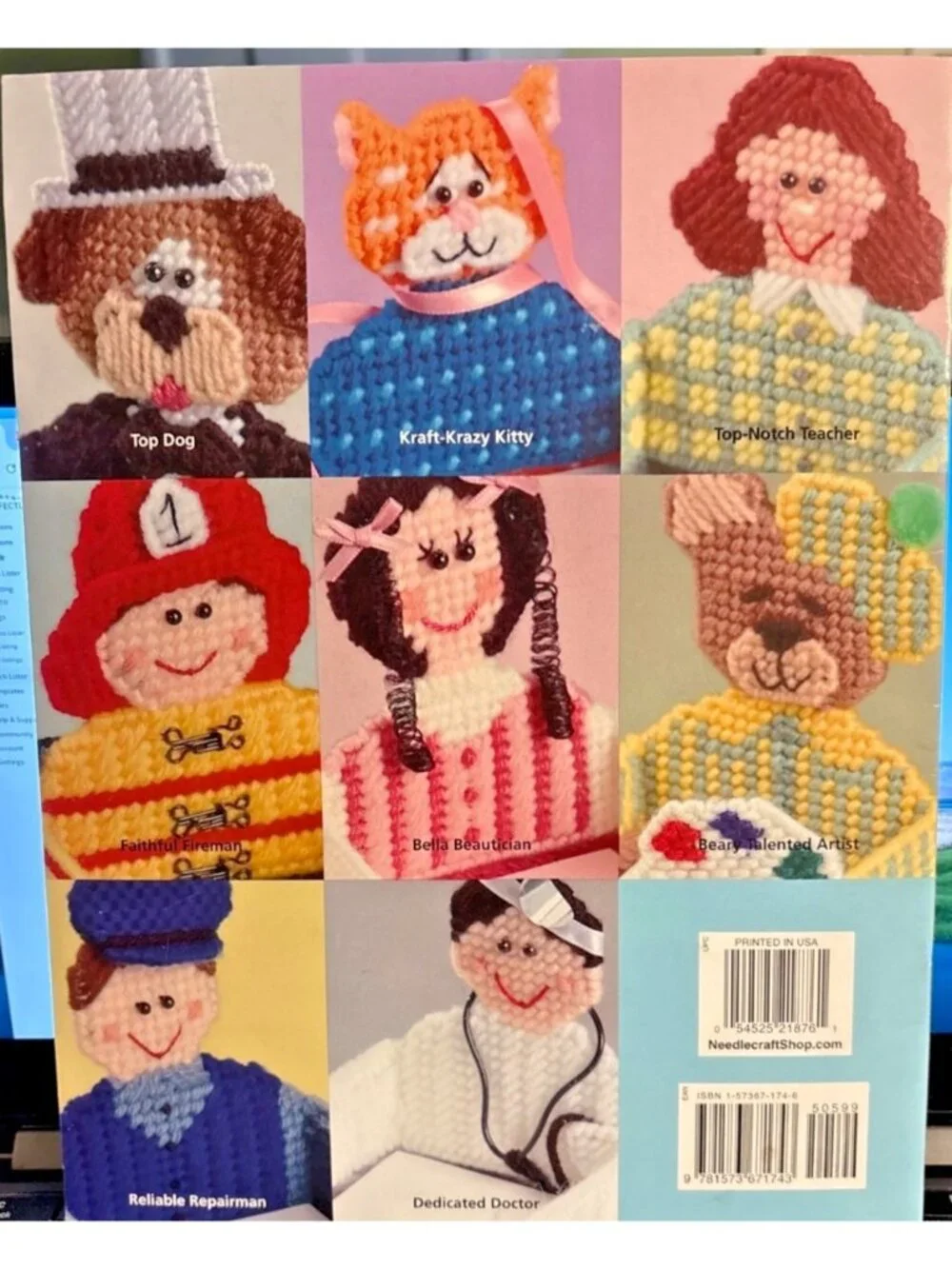 Vintage Plastic Canvas Memo Cube Friends Judy Collishaw Needlecraft Pattern Book